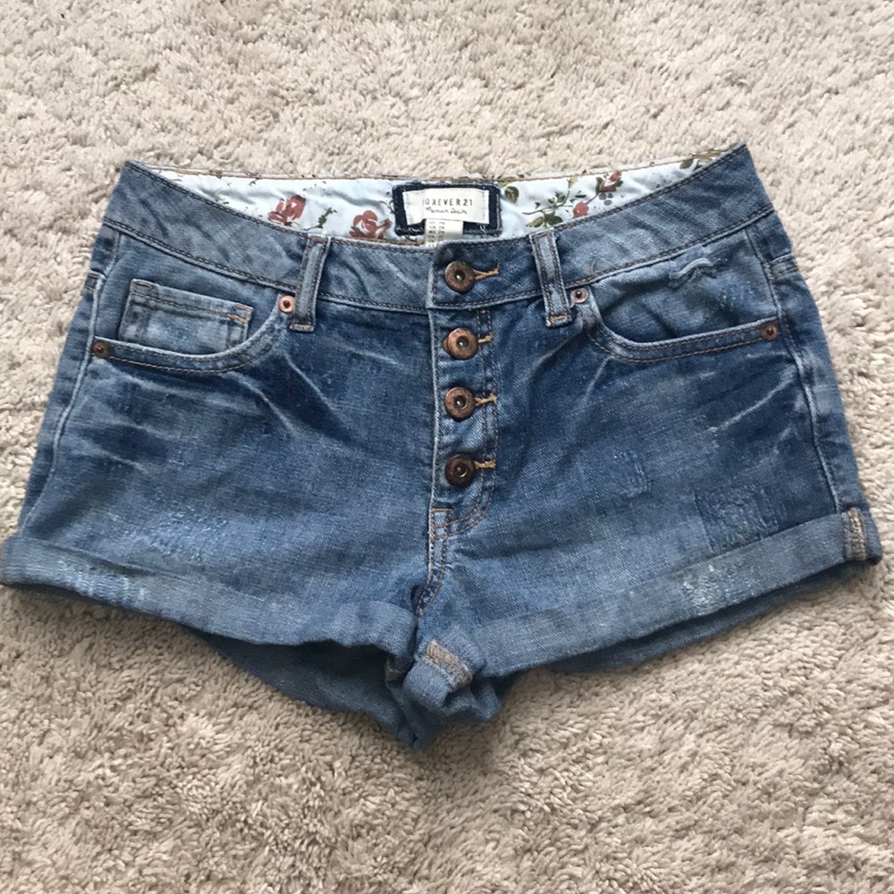 Forever 21 Button Up Jean Shorts